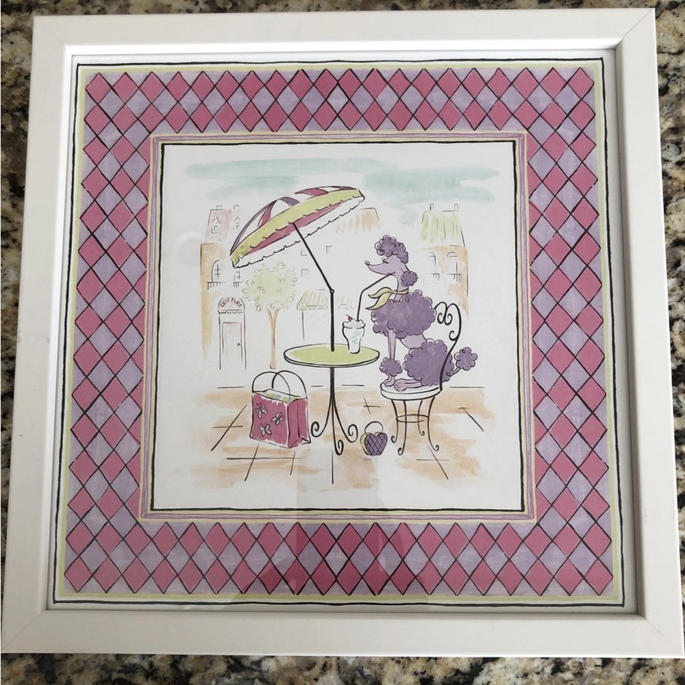 The Bombay Company Kids Framed Art Prints “Gigi” Line “Cafe Poodle” Wall Decor